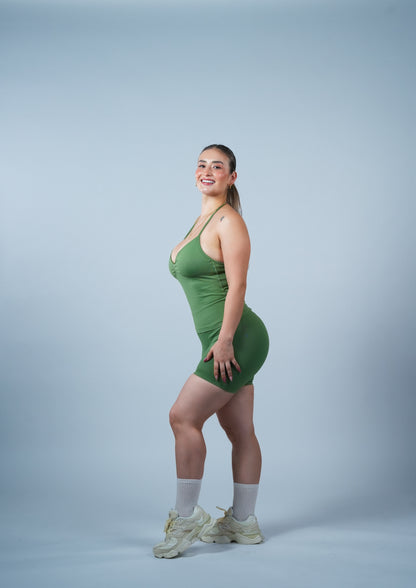 Set Workout Long Top Olive Green